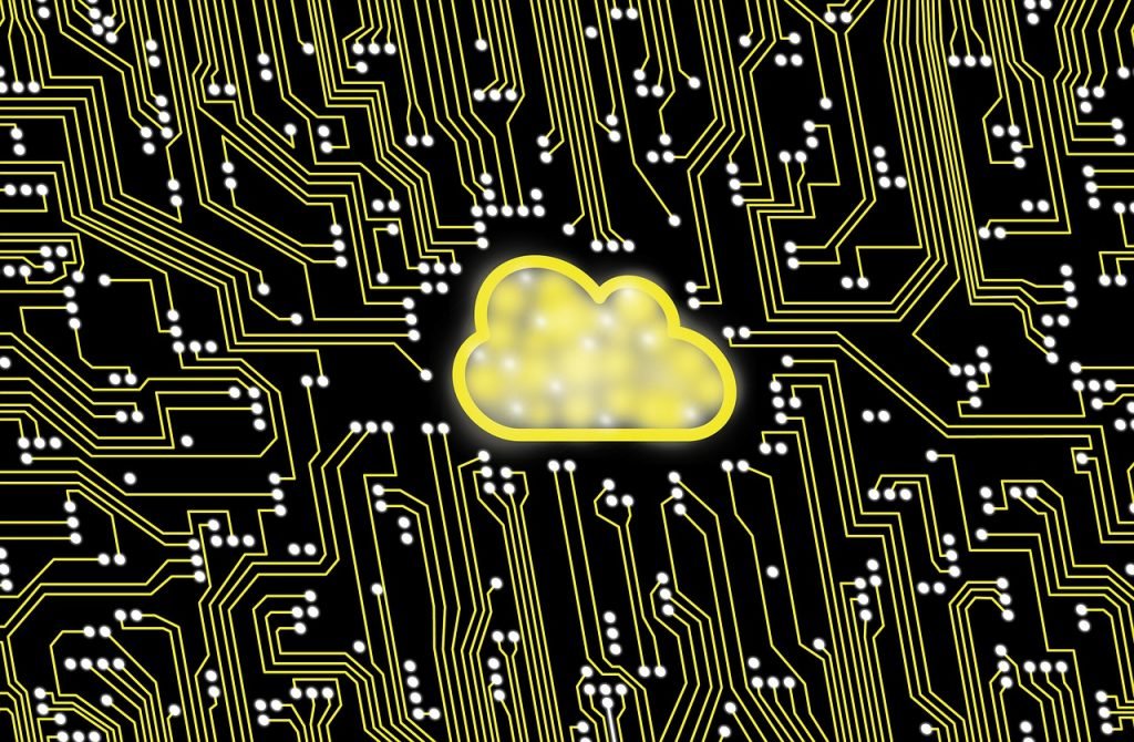 An image of a cloud on a circuit board.